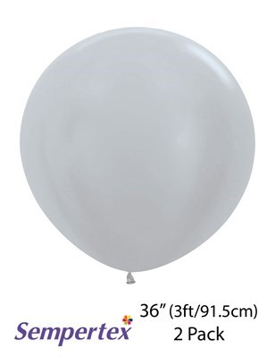 Sempertex Satin Silver 36" Latex Balloons 2pk