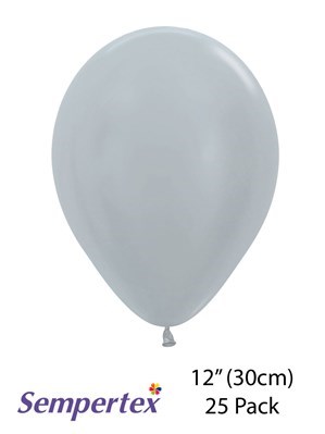 Sempertex Satin Silver 12" Latex Balloons 25pk