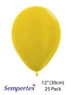 Sempertex Metallic Yellow 12" Latex Balloons 25pk