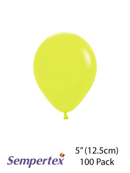 Sempertex 5" Let's Glow Neon Yellow Latex Balloons 100pk