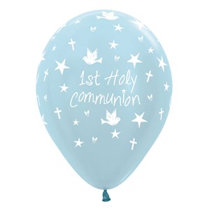 1st Holy Communion Blue Latex Balloons 25pk
