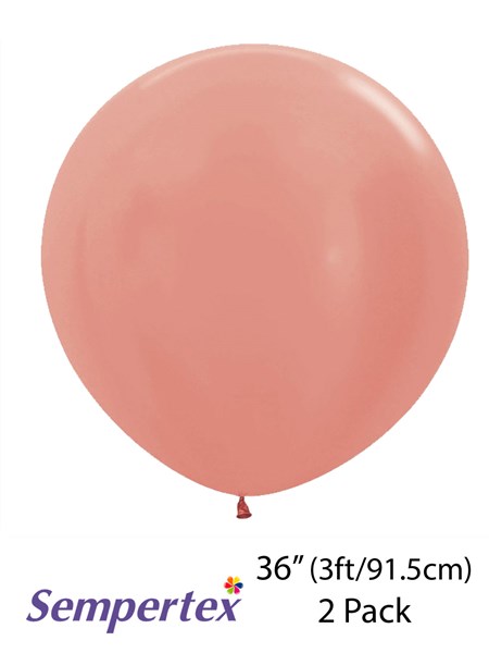 Sempertex Metallic Rose Gold 36" (3ft) Latex Balloons 2pk