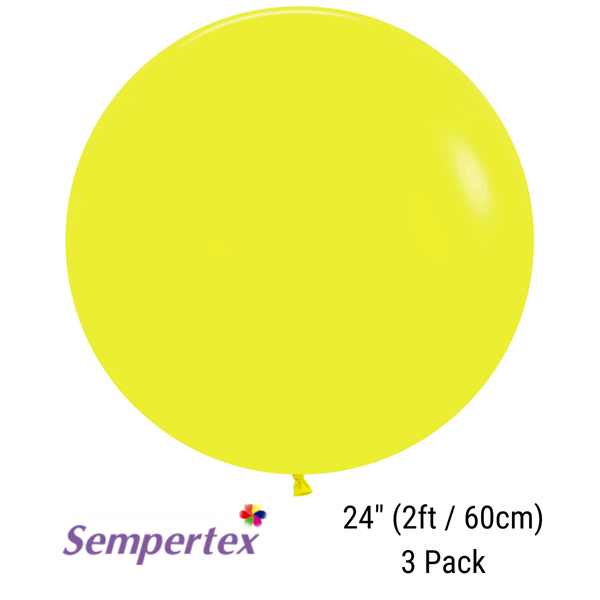 Sempertex Fashion Yellow 24" (2ft) Latex Balloons 3pk