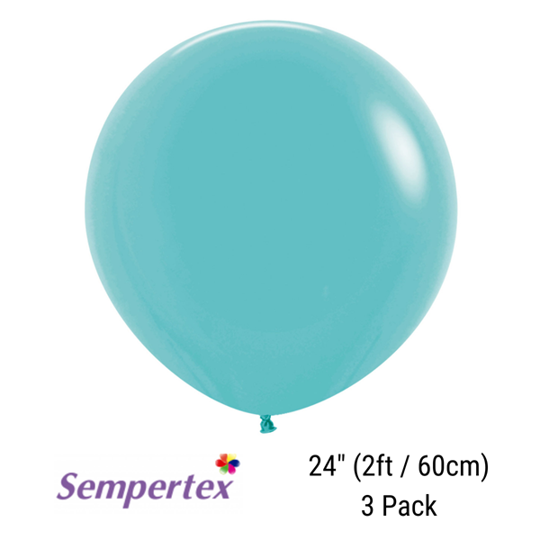 Sempertex Caribbean Blue 24" (2ft) Latex Balloons 3pk