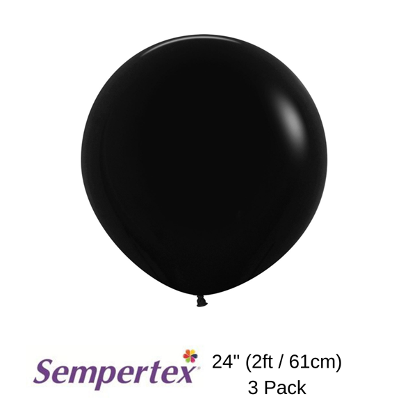 Sempertex Fashion Black 24" Latex Balloons 3pk