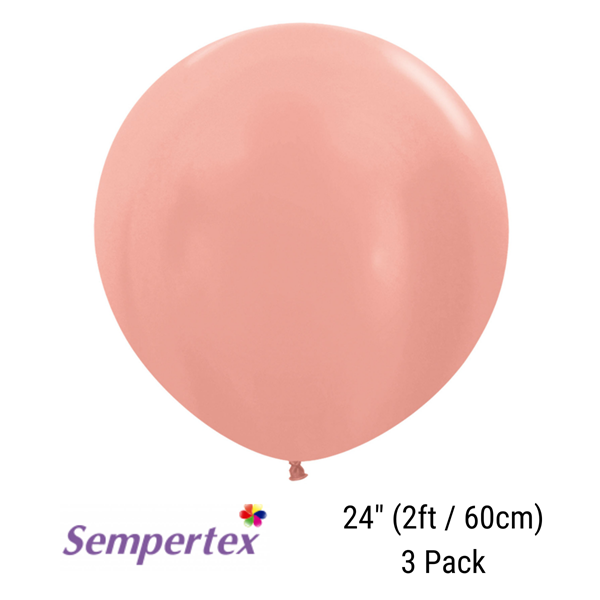 Sempertex Metallic Rose Gold 24" Latex Balloons 3pk