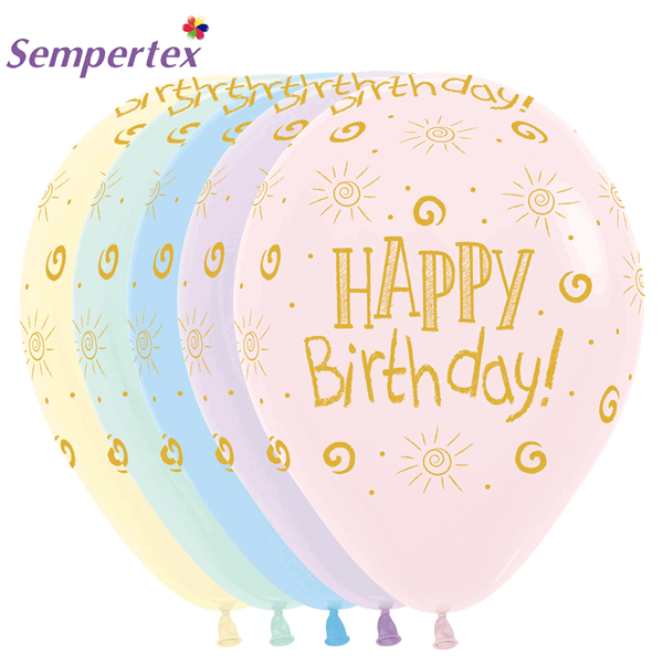 Sempertex Happy Birthday Pastel Matte Latex 25pk