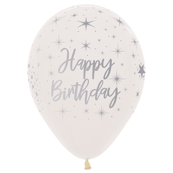 Happy Birthday Crystal Clear 12" Latex Balloons 25pk