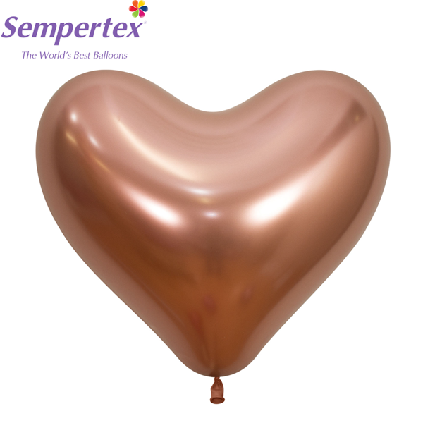 Sempertex Reflex Rose Gold 14" Heart Latex Balloons 50pk