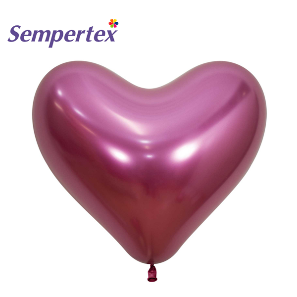 Sempertex Reflex Fuchsia 14" Heart Latex Balloons 50pk