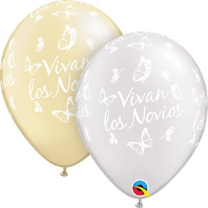 Vivan Los Novios 11" Pearl White & Ivory Latex Balloons 25pk