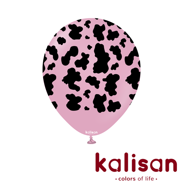 Kalisan Printed 12" Safari Cow Dusty Rose Latex Balloons 25pk