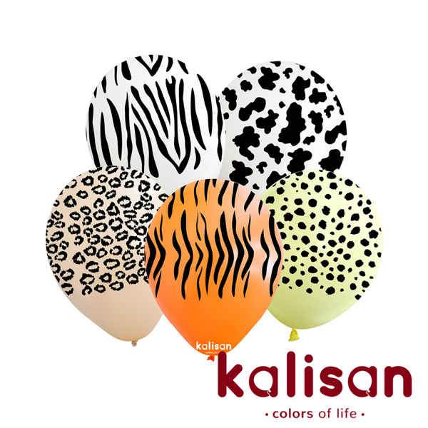 Kalisan Printed 12" Safari Mix Latex Balloons 25pk