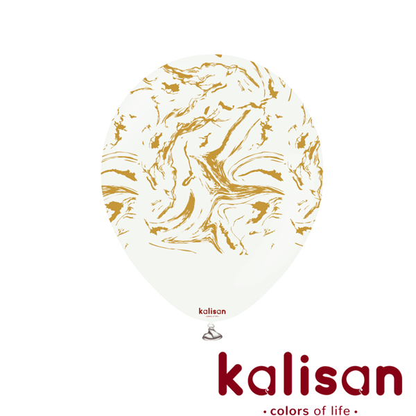 Kalisan 12" Space Nebula White & Gold Latex Balloons 25pk