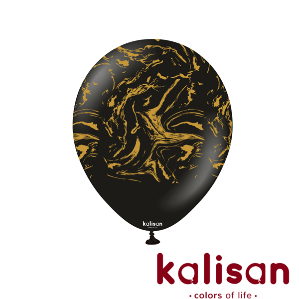 Kalisan 12" Space Nebula Black & Gold Latex Balloons 25pk