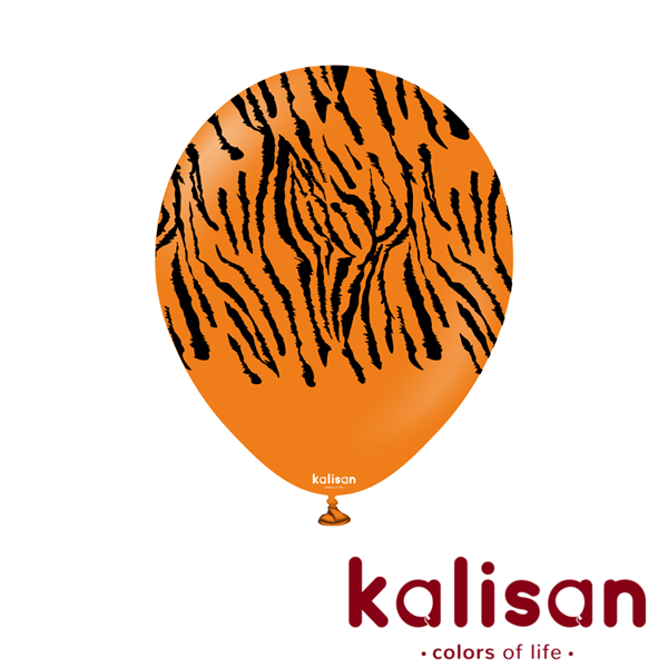 Kalisan Printed 12" Safari Tiger Orange Latex Balloons 25pk