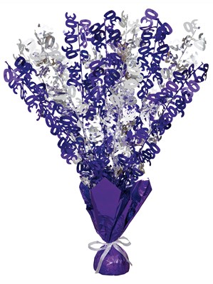 Purple Birthday Glitz Age 30 Foil Balloon Weight Centrepiece 16.5"