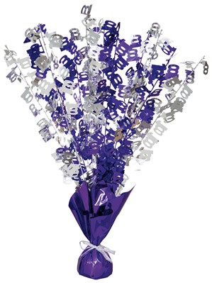 Purple Birthday Glitz Age 100 Foil Balloon Weight Centrepiece 16.5"