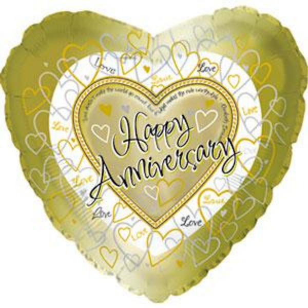 Happy Anniversary Golden Hearts 17" Foil Balloon