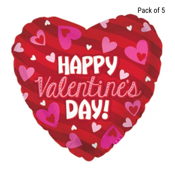 Valentine's Day Stripes 17" Foil Balloon (Loose)