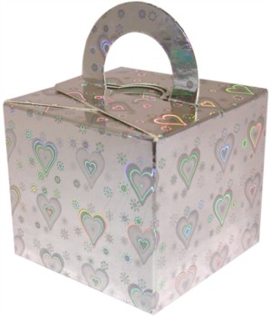 Balloon Weight/Gift Boxes Silver Holo Hearts - 10pk