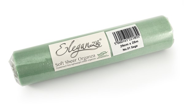 Eleganza Sage Soft Sheer Organza 29cm x 25m
