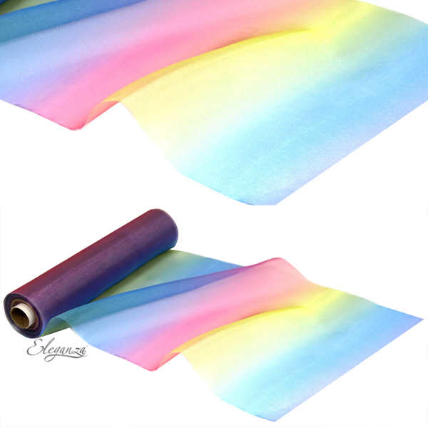 Soft Sheer Rainbow Organza Roll - 20M