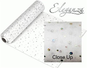 Holographic Dots White Organza Roll - 28cm x 20m