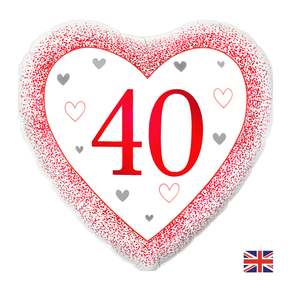 NEW Happy 40th Anniversary 18" Heart Foil Balloon