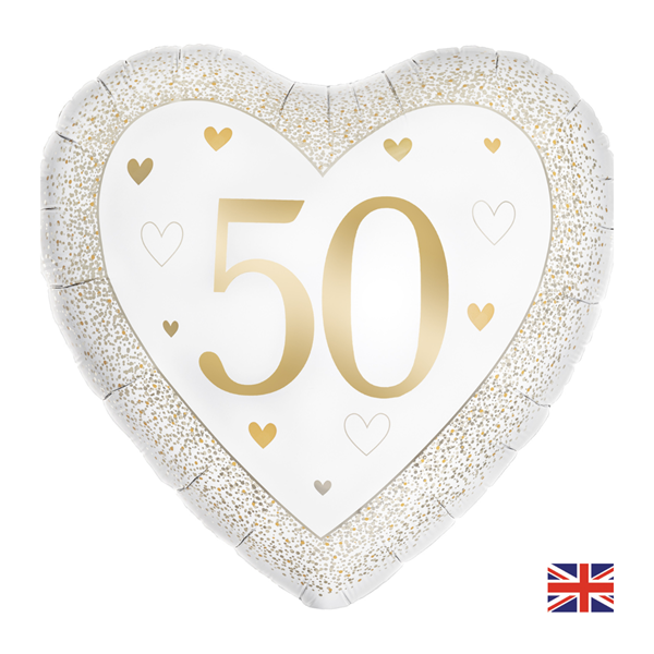 NEW Happy 50th Anniversary 18" Heart Foil Balloon