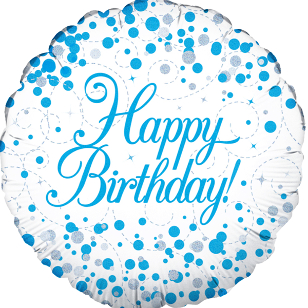 Happy Birthday Sparkling Fizz 18" Blue Foil Balloon