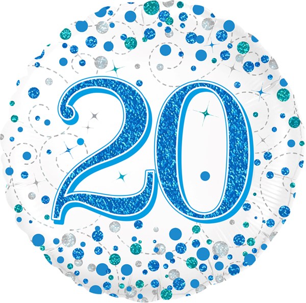 Blue Sparkling Fizz 20th Birthday 18" Foil Balloon