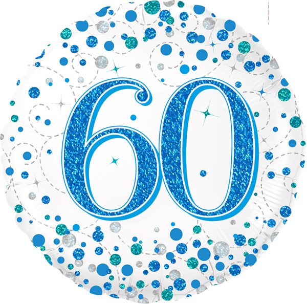 Blue Sparkling Fizz 60th Birthday 18" Foil Balloon