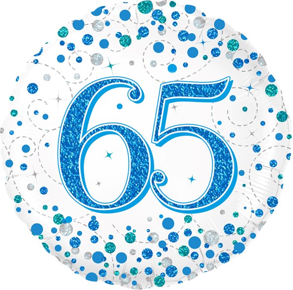 Blue Sparkling Fizz 65th Birthday 18" Foil Balloon
