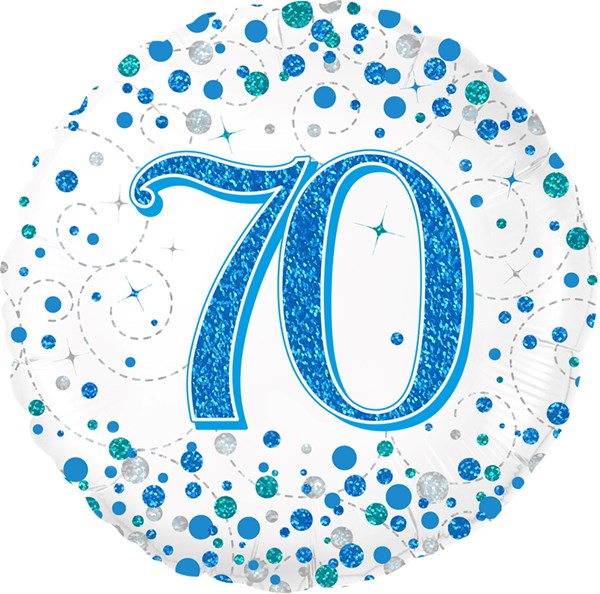 Blue Sparkling Fizz 70th Birthday 18" Foil Balloon