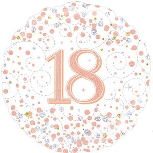 18th Birthday Sparkling Fizz White 18" Foil Balloon
