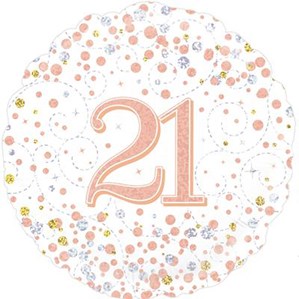 21st Birthday Sparkling Fizz White 18" Foil Balloon