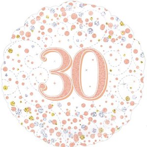 30th Birthday Sparkling Fizz White 18" Foil Balloon