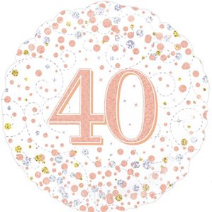 40th Birthday Sparkling Fizz White 18" Foil Balloon