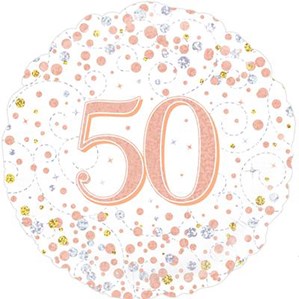 50th Birthday Sparkling Fizz White 18" Foil Balloon