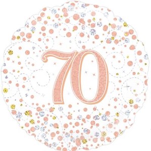 70th Birthday Sparkling Fizz White 18" Foil Balloon