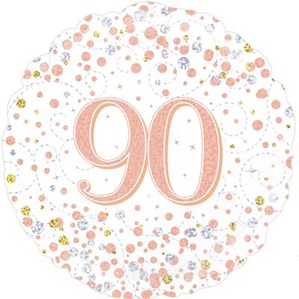 90th Birthday Sparkling Fizz White 18" Foil Balloon