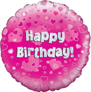 18" Happy Birthday Pink Holographic Foil Balloon