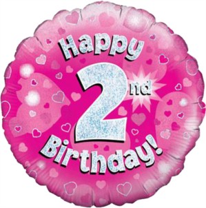 18" 2nd Birthday Pink Holographic Foil Balloon