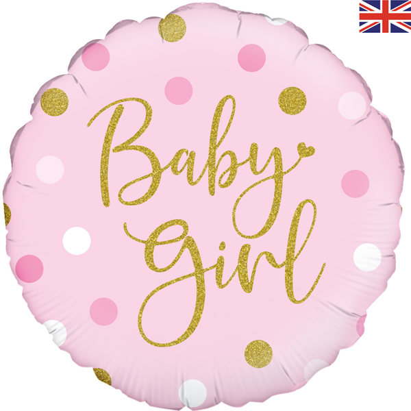 Sparkling Pink Baby Girl Dots 18" Foil Balloon