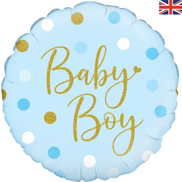 Sparkling Blue Baby Boy Dots 18" Foil Balloon