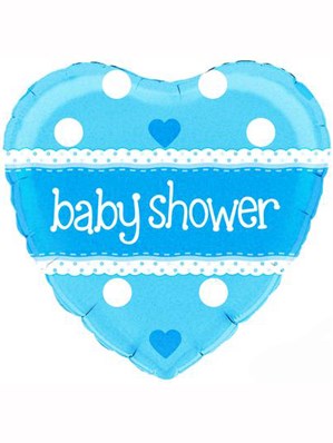 Blue Heart Shaped Baby Shower Foil Balloon 18"