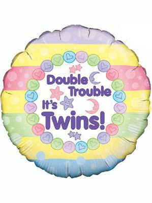 18" Double Trouble New Baby Twins Foil Balloon