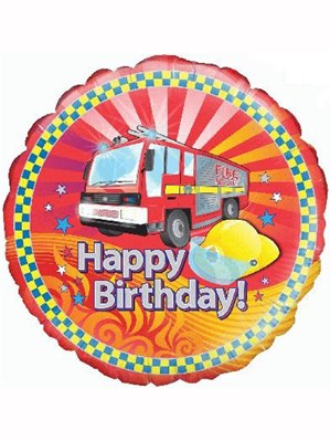 Happy Birthday Fire Engine 18" Foil Balloon