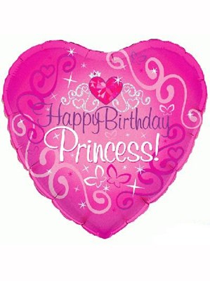 Happy Birthday Princess 18" Heart Foil Balloon